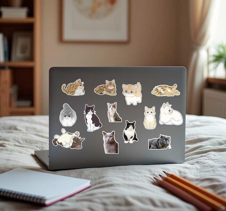 Small cats decal collection laptop sticker - TenStickers