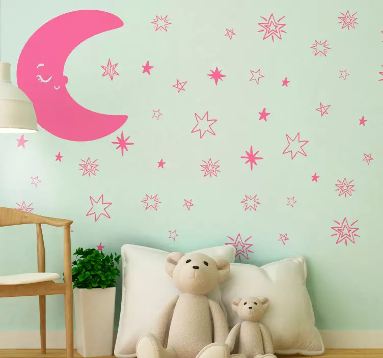 Smiling Moon Stars wall sticker for kids - TenStickers