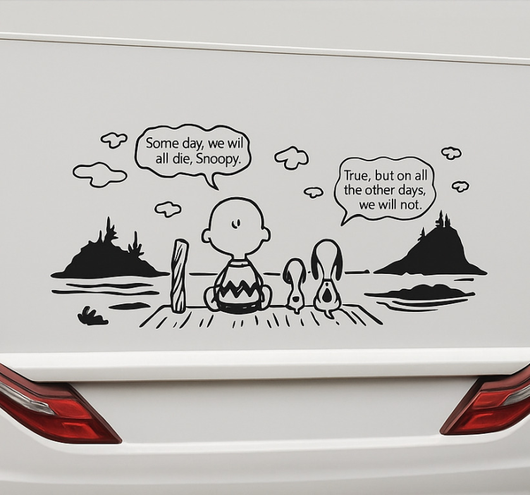 Snoopy and Charlie lake  caravan decal - TenStickers
