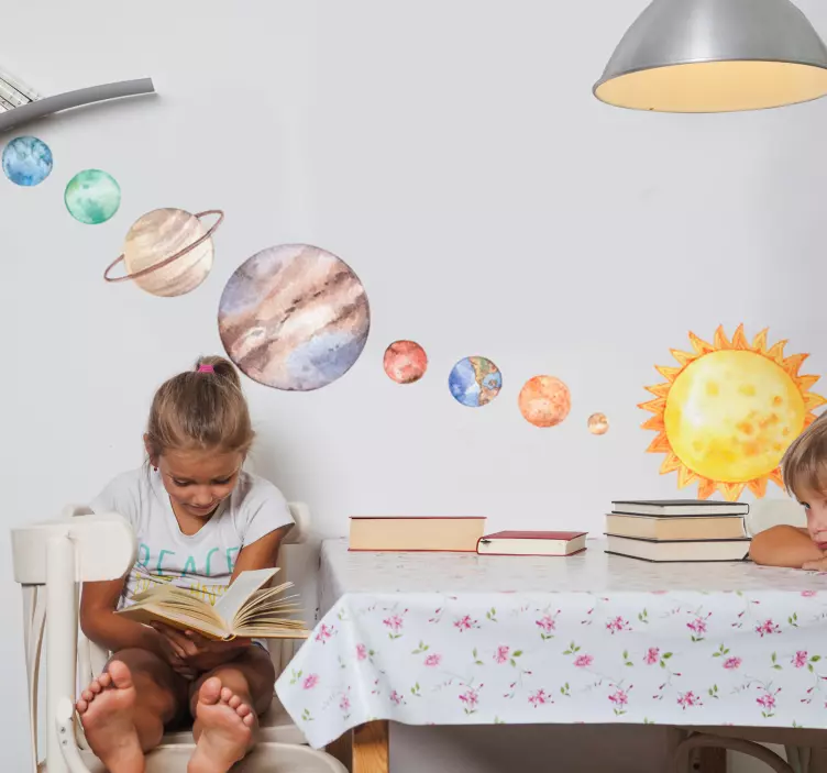 Solar system watercolor travel stickers - TenStickers