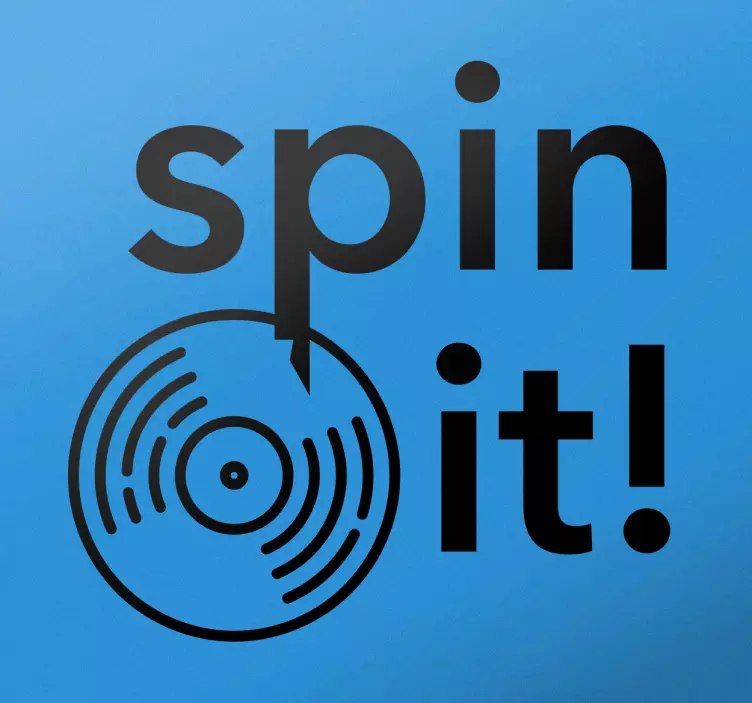 Spin It text with musical disc dj sticker - TenStickers