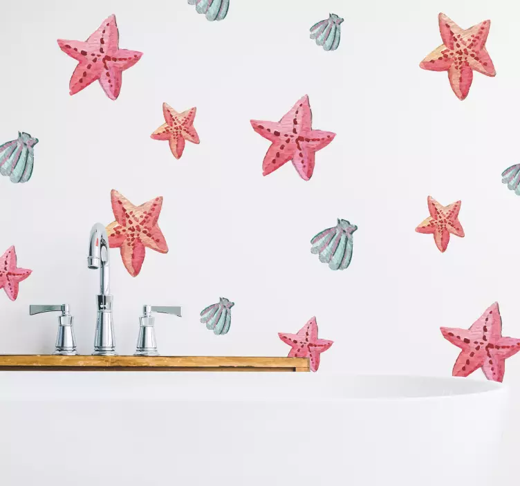 Starfish and Shells Wall Sticker - TenStickers