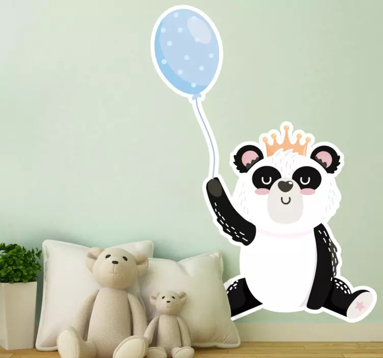 Sticker adorable panda balloon - TenStickers