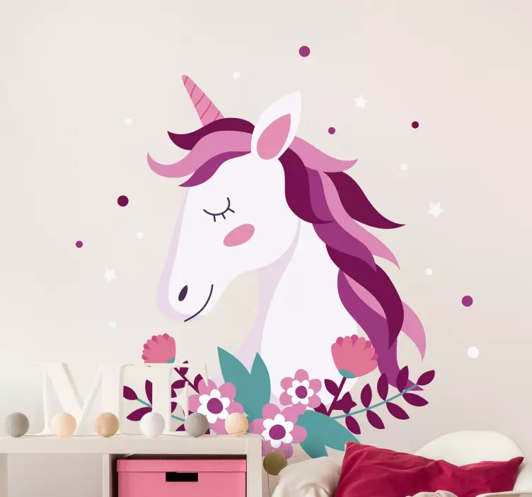 Sticker of playful unicorn artwork - TenStickers