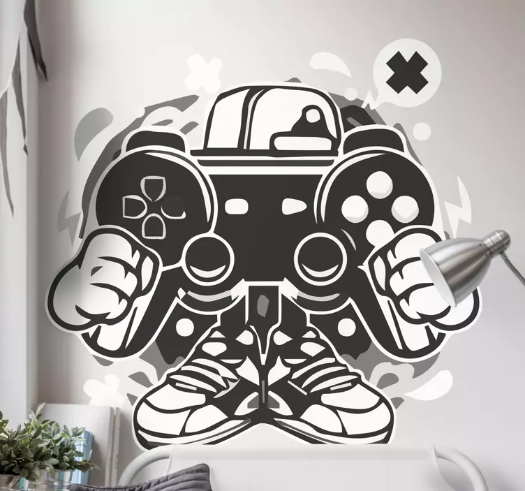 street gamer cartoon Playstation decal - TenStickers