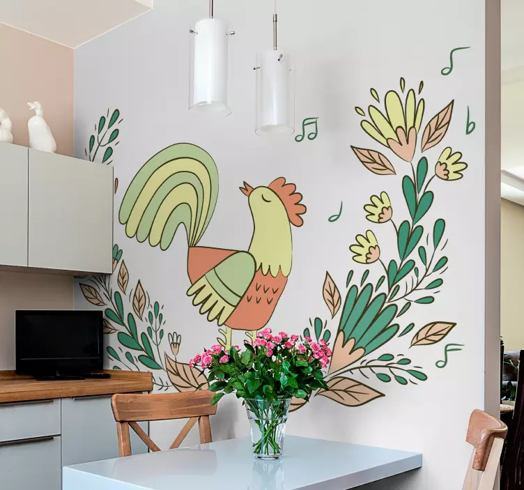 Stylized Rooster Illustration farm animal sticker - TenStickers