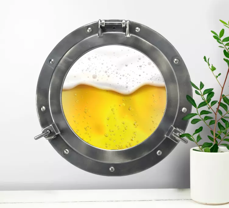 Submarine window with beer inside wall decal - TenStickers