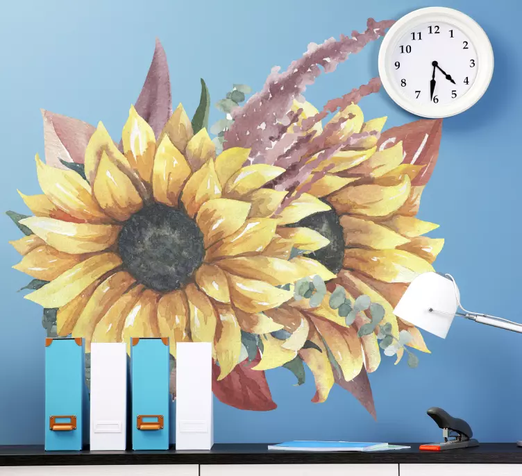 sunflower bouquet decoration flower sticker - TenStickers
