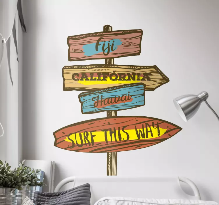 Surf table location wall sticker - TenStickers