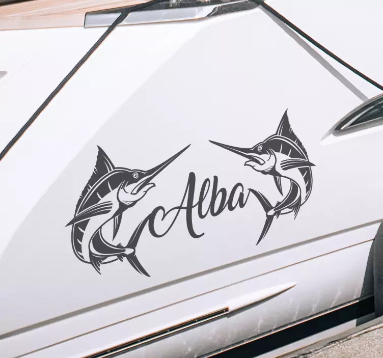 Sword fish custom name boat sticker - TenStickers