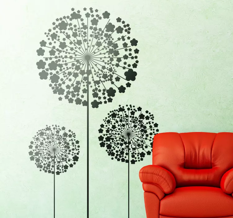 Three Dandelions Flower Wall Sticker - TenStickers