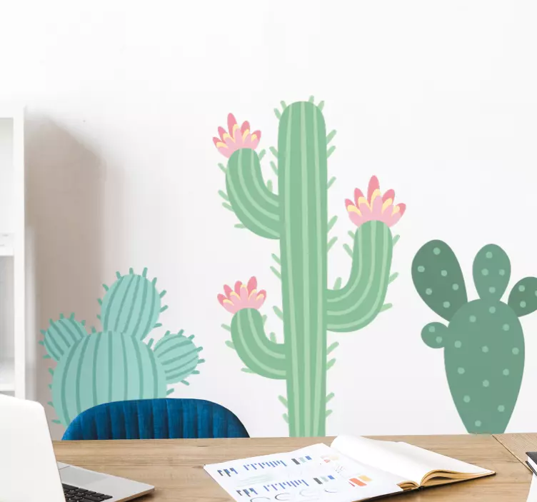 Three sober cactus plant wall decal - TenStickers