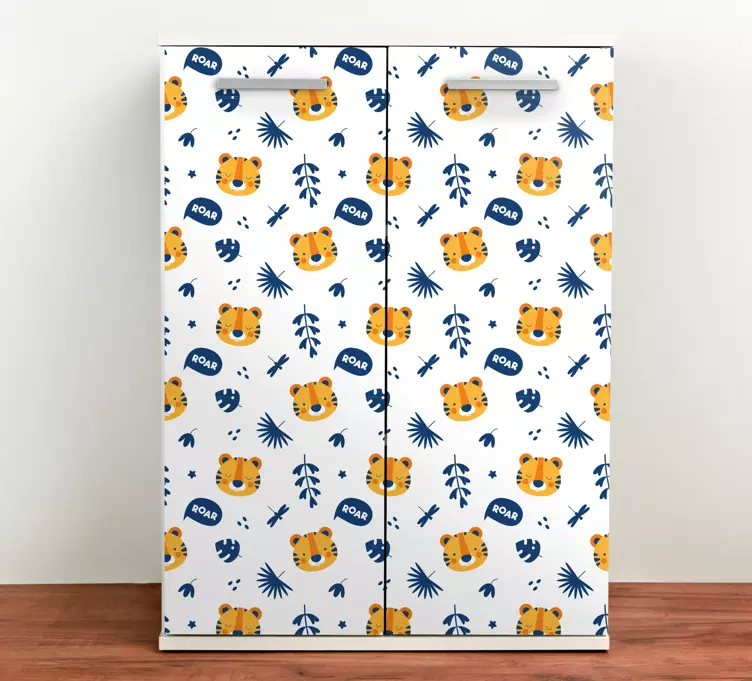 Tiger cub head and dragonfly furniture sticker - TenStickers