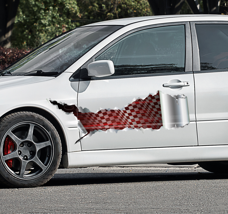 Torn metal sheet racing car sticker - TenStickers