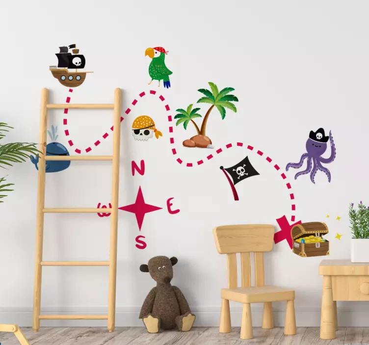 Treasure map kids wall sticker - TenStickers