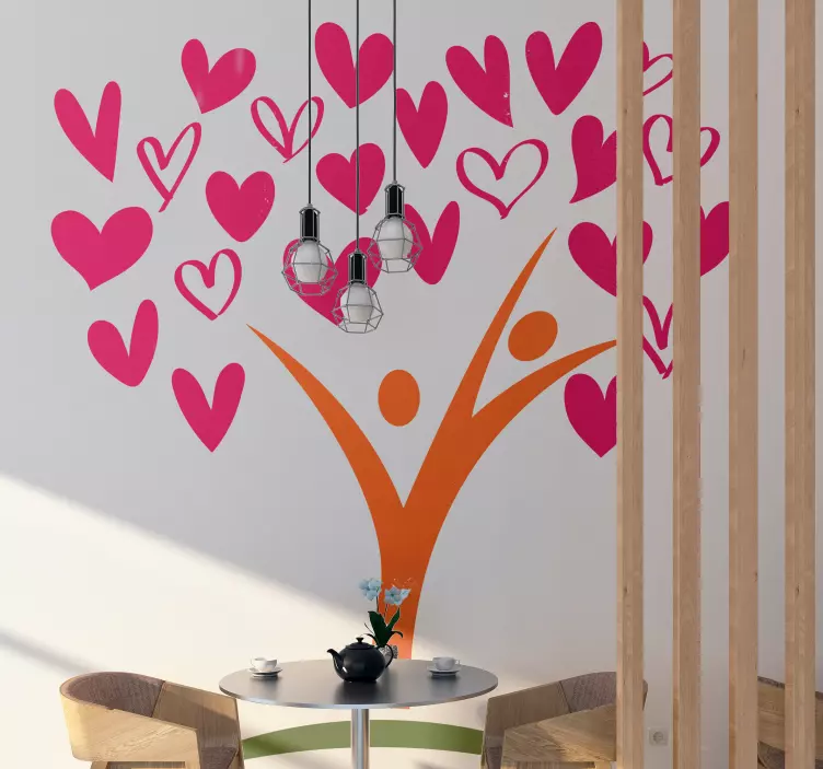 Tree of Life pink hearts tree wall sticker - TenStickers