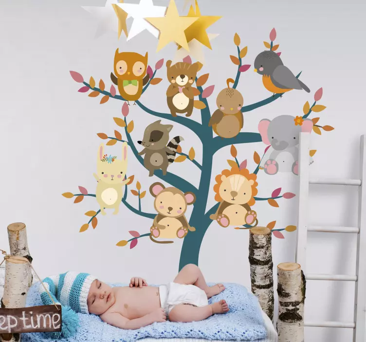 Tree with Animals Wall Sticker - TenStickers