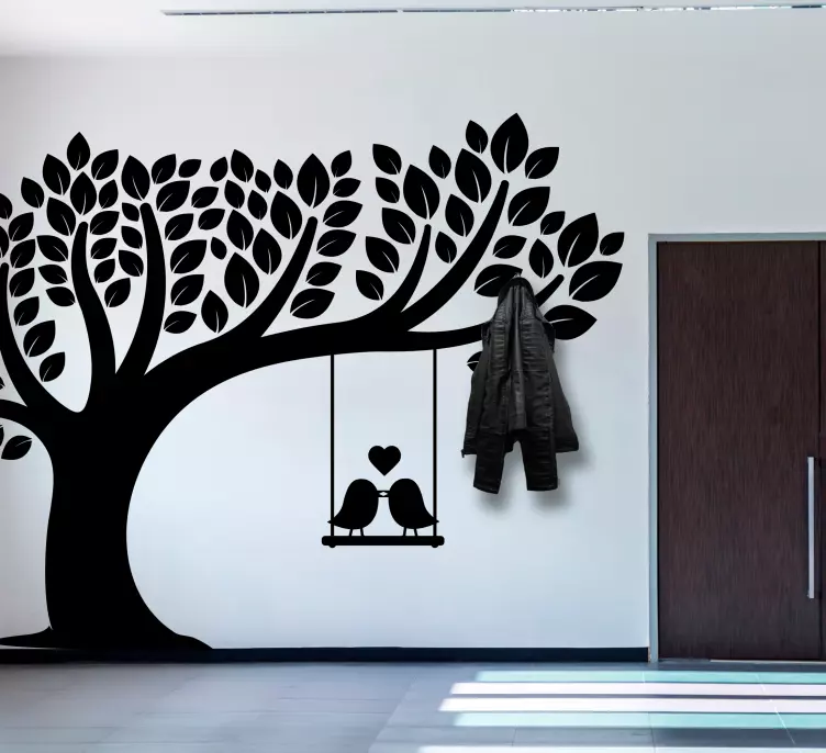 Tree's swing with birds coat hanger stickers - TenStickers