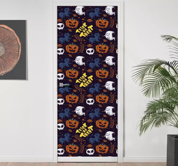 Tricks or treats halloween door sticker - TenStickers