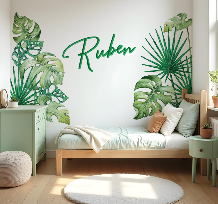 Tropical big leaves wall decal - TenStickers