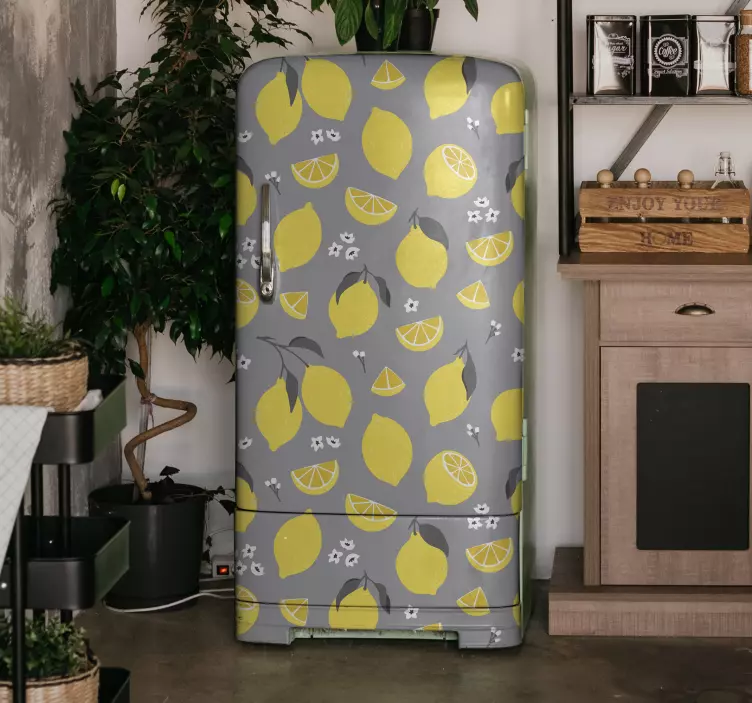 Tropical lemon fridge sticker - TenStickers
