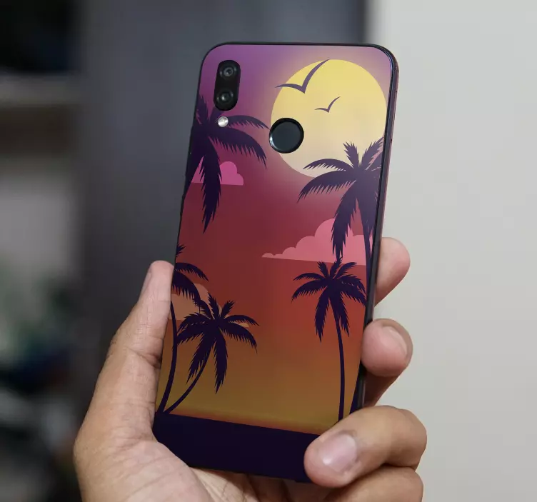 Tropical Sunset Landscape huawei sticker - TenStickers