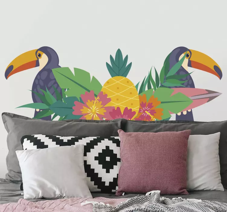 Tropical tucan plant wall decal - TenStickers