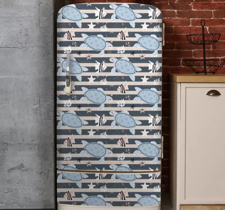 Turtle Stripe Pattern fridge sticker - TenStickers