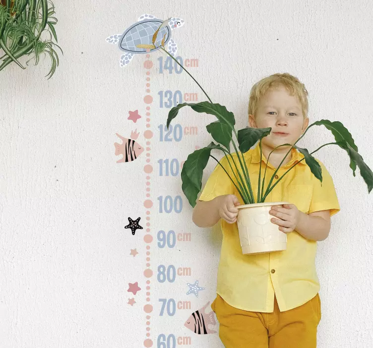 Turtles and Fish Under Sea  height chart decal - TenStickers