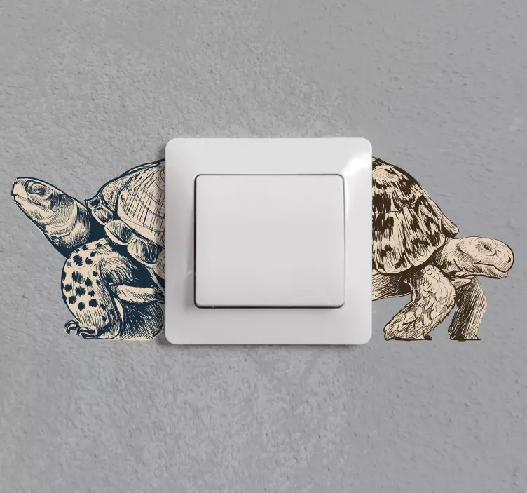 Turtles beige background  light switch sticker - TenStickers