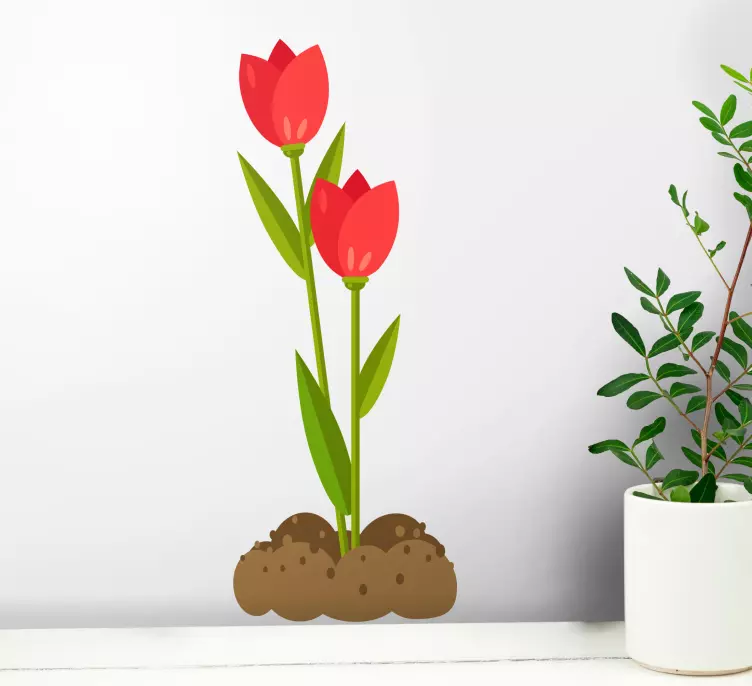 Two roses in earth door decal - TenStickers