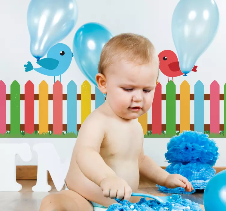 Valance colorful fence wall border sticker - TenStickers