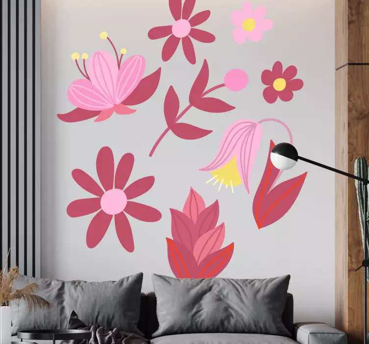 Vibrant pink composition wall sticker - TenStickers