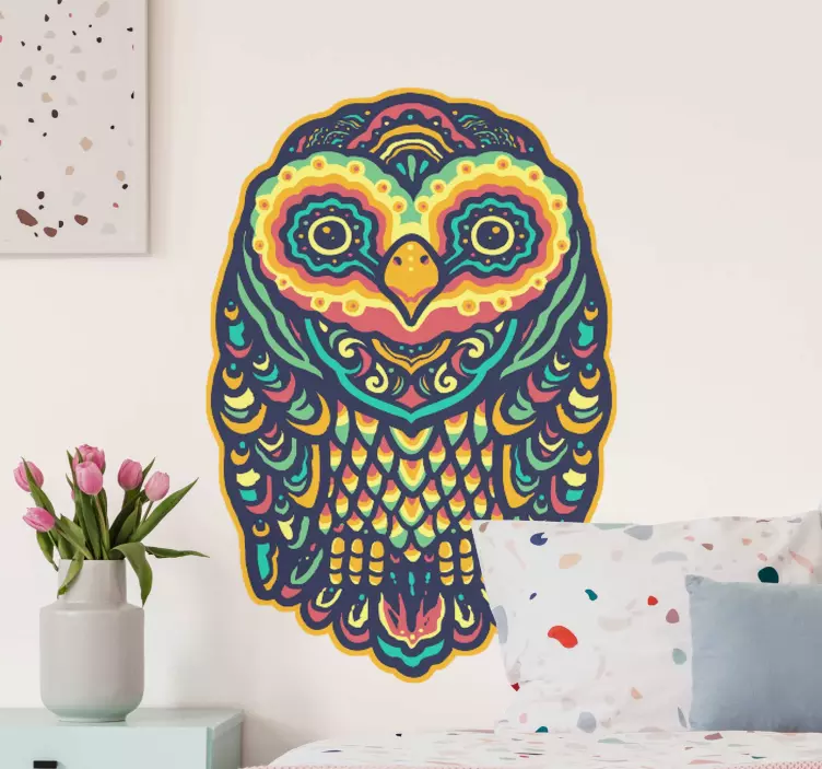 Vibrant Owl Illustration bird wall sticker - TenStickers