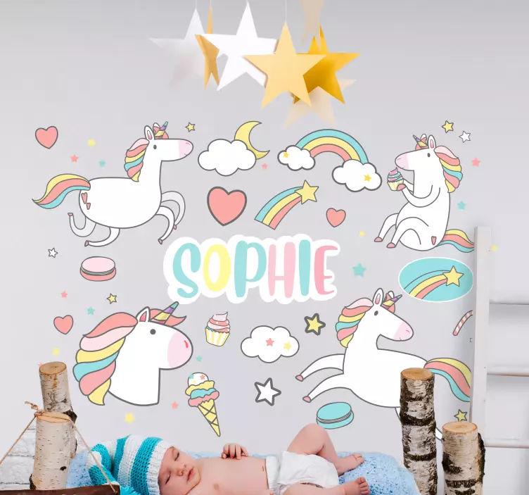 Vibrant unicorn wall sticker for kids - TenStickers