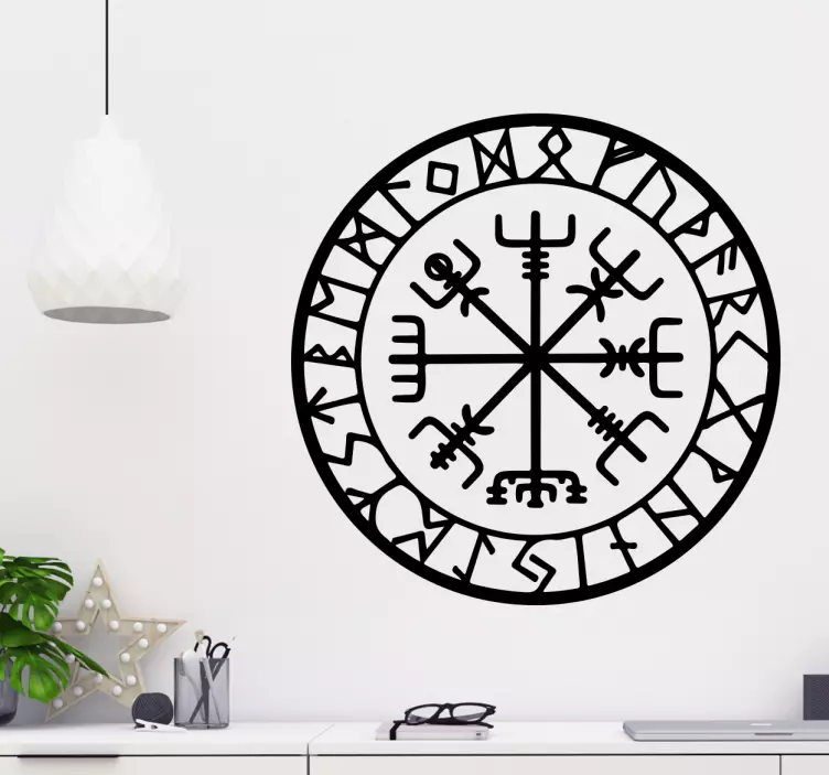 Viking Compass Ornament Living Room Wall Sticker - TenStickers