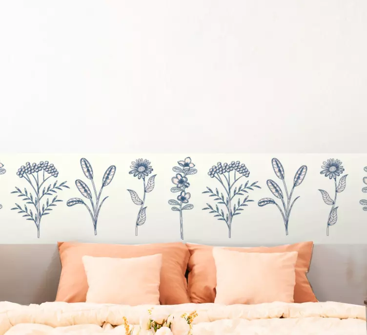 vintage botany flowers wall border sticker - TenStickers