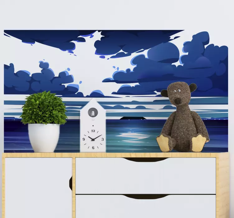 Vision of the sky by water illustration sticker - TenStickers