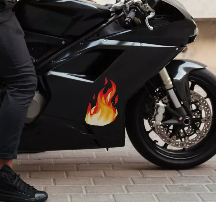 Visual effect fire flame 3D motorbike sticker - TenStickers
