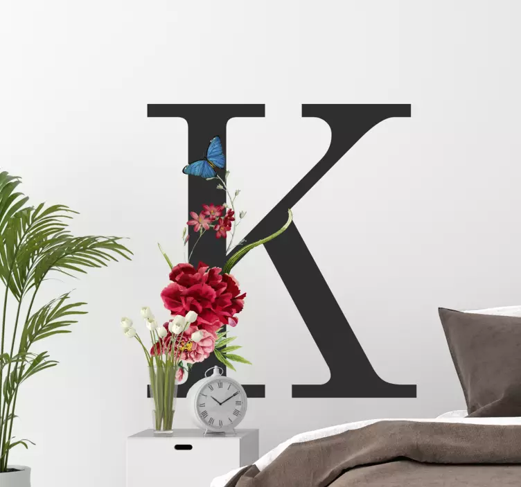 Wall sticker floral letter k - TenStickers