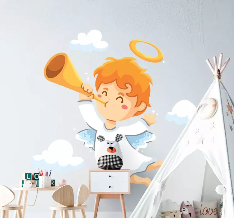 Wall sticker for kids angel playing trumpet - TenStickers