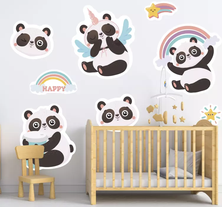 Wall sticker for kids charming panda figures - TenStickers