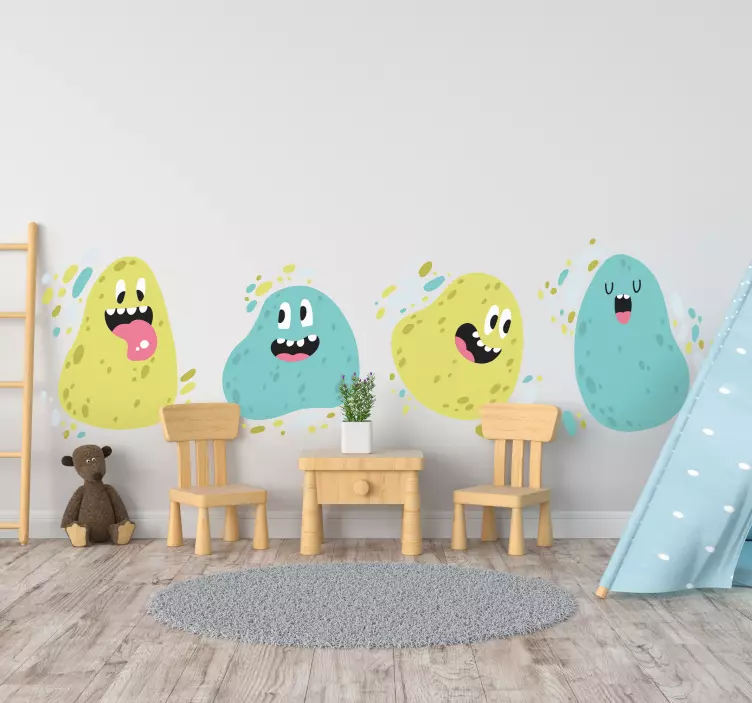 Wall sticker for kids cheerful blob characters - TenStickers
