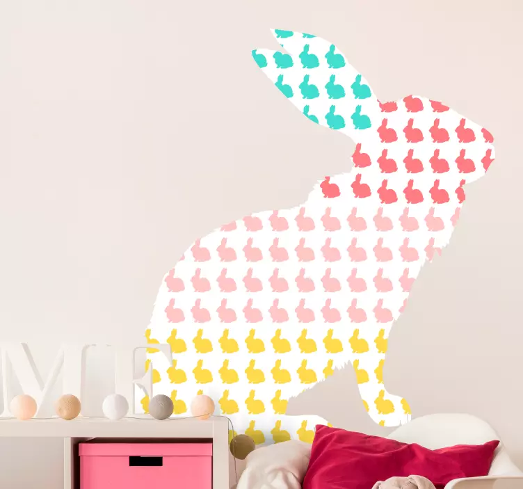 Wall sticker for kids colorful bunny silhouette - TenStickers
