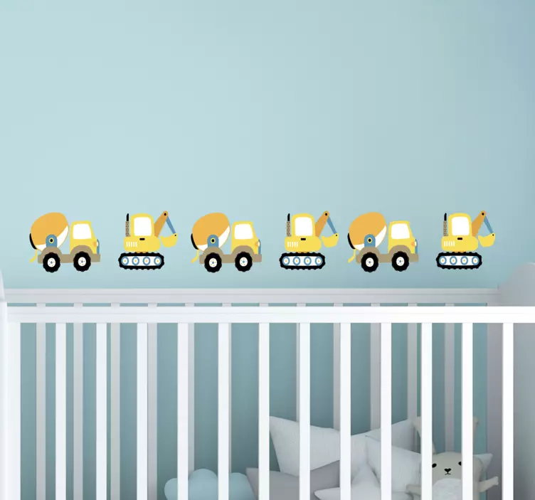 Wall sticker for kids construction vehicle parade - TenStickers