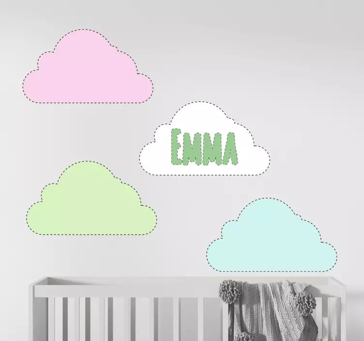 Wall sticker for kids customized cloud shapes - TenStickers