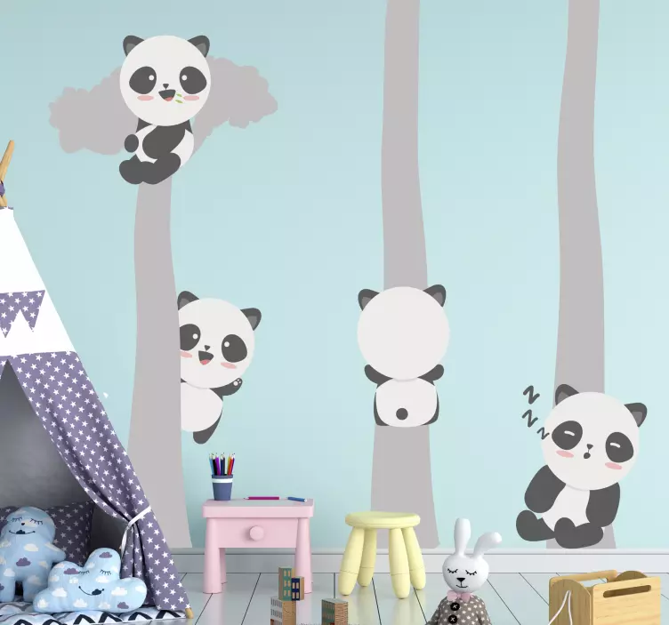 Wall sticker for kids cute panda design - TenStickers