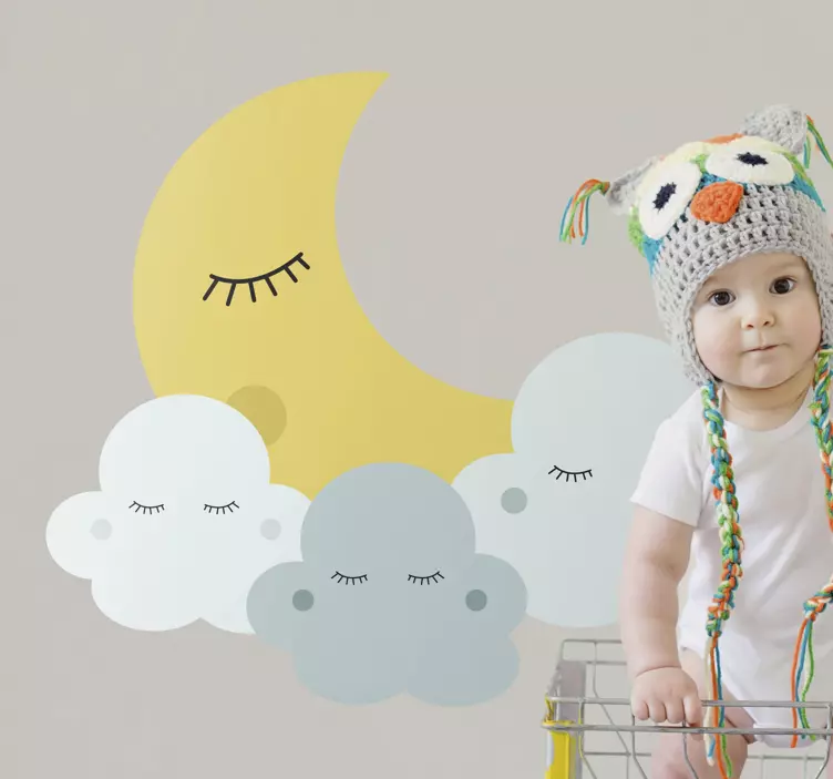 Wall sticker for kids moon and clouds - TenStickers