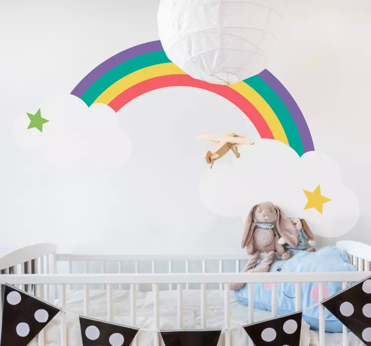 Wall sticker for kids rainbow cloud scene - TenStickers