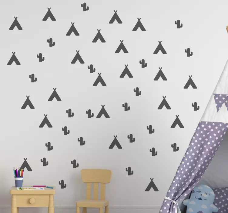 Wall sticker for kids tent and cactus design - TenStickers